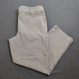 LOFT Women 10 Black Striped Seersucker The Riviera Slim Pants